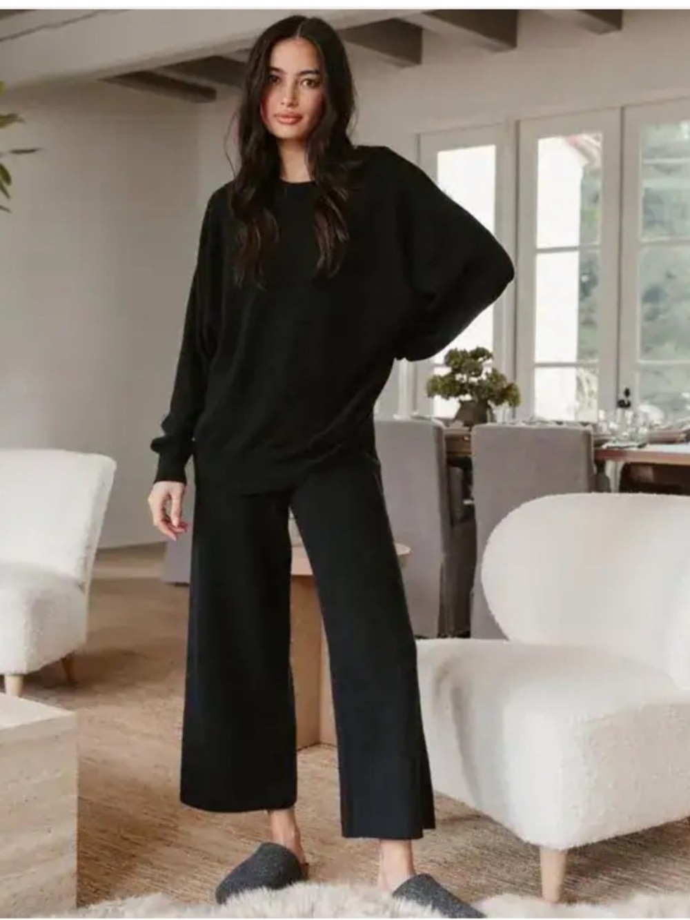 Jenni Kayne Marina Culotte Wide Leg Wool Cashmere Blend Sweater Knit Pants - S